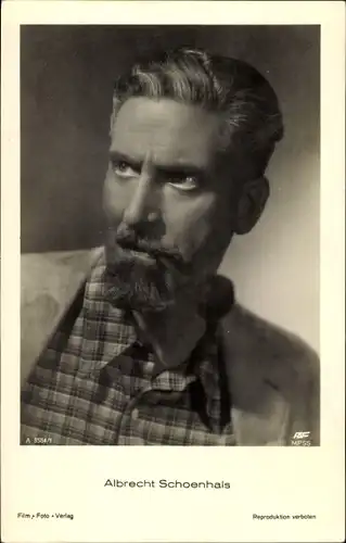 Ak Schauspieler Albrecht Schoenhals, Pfeife, Portrait, kariertes Hemd