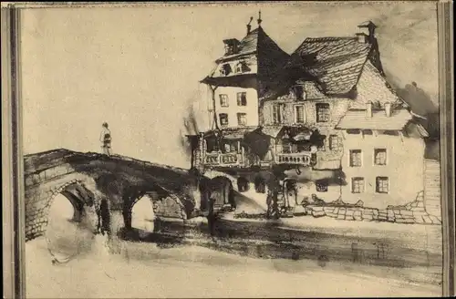 Künstler Ak Vianden Luxemburg, Maison de Victor Hugo, qu'il habitat a Vianden en 1871