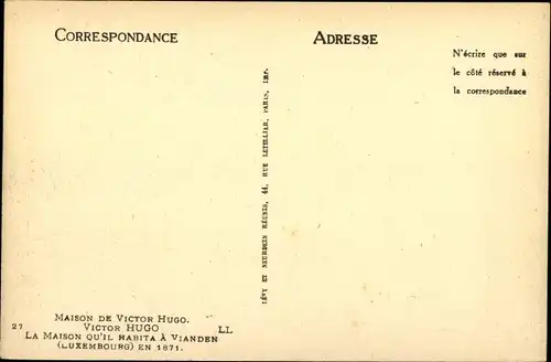 Künstler Ak Vianden Luxemburg, Maison de Victor Hugo, qu'il habitat a Vianden en 1871