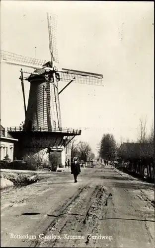 Ak Charlois Rotterdam Südholland Niederlande, Kromme Zandweg, Molen