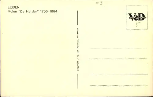 Ak Leiden Südholland Niederlande, Molen De Herder, 1755-1884, Windmühle