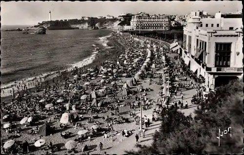 Ak Biarritz Pyrénées Atlantiques, La grande Plage et le Cap St-Martin