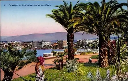 Ak Cannes Alpes Maritimes, Parc Albert 1er et les Hotels