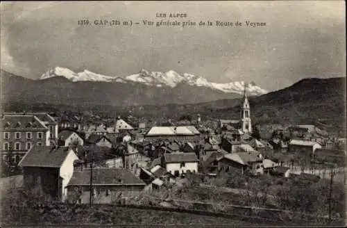 Ak Gap Hautes Alpes, Les Alpes, Vue generale prise de la Route de Veynes