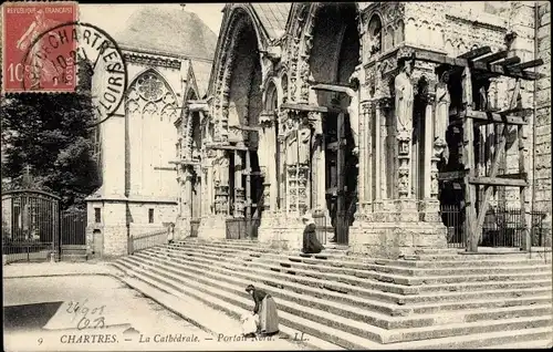 Ak Chartres Eure et Loir, La Cathedrale, Portail Nord