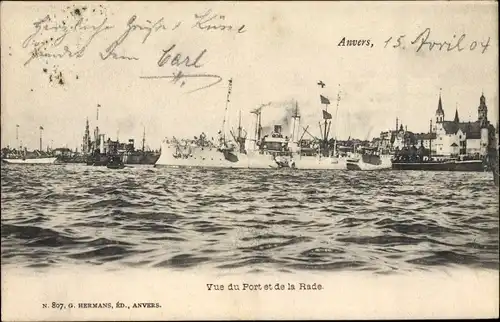 Ak Anvers Antwerpen Flandern, Vue du Port et de la Rade