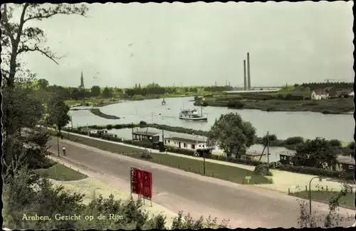 Ak Arnhem Gelderland Niederlande, Gezicht op de Rijn