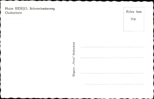 Ak Oudeschoot Heerenveen Friesland Niederlande, Huize Ridejo, Schoterlandseweg