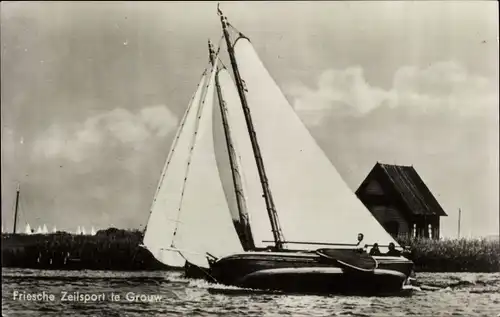 Ak Grouw Grou Friesland Niederlande, Friesche Zeilsport