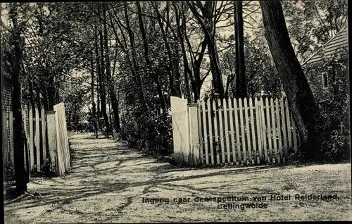 Ak Bellingwolde Groningen, Ingang naar den speeltuin van Hotel Reiderland