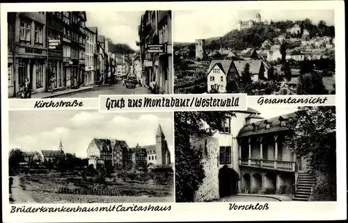 Ak Montabaur im Westerwald, Vorschloss, Brüderkrankenhaus, Caritashaus, Panorama, Kirchstraße