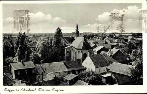 Ak Brüggen am Niederrhein, Blick vom Burgturm, Kirchturm