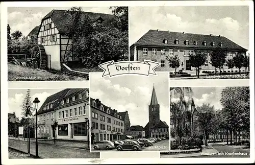 Ak Dorsten Westfalen, Südwall, Wincks Mühle, Landwirtschaftsschule, Marktplatz, Westwall