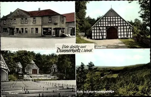 Ak Dünnerholz Bünde in Westfalen, Gaststätte Bührmann, Museum, Theater