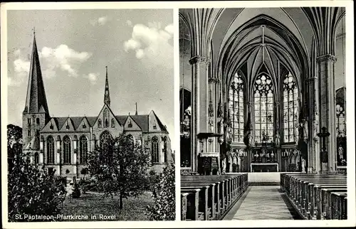 Ak Roxel Münster in Westfalen, St. Pantaleon Pfarrkirche, Außenansicht, Innenansicht