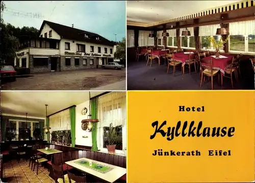 Ak Jünkerath in der Eifel, Hotel Kyllklause, Außenansicht, Speisesaal