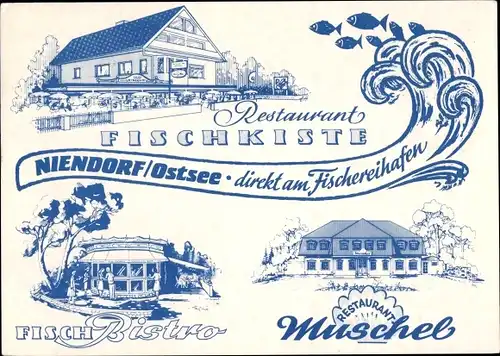 Ak Ostseebad Niendorf, Restaurant Fischkiste, Fisch Bistro, Restaurant Muschel