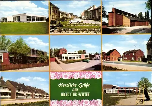 Ak Delrath Dormagen am Niederrhein, Kirche, Wohnsiedlung, Spielplatz