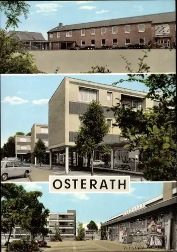 Ak Osterath Meerbusch am Niederrhein, Schule, Wohnsiedlung, Markt