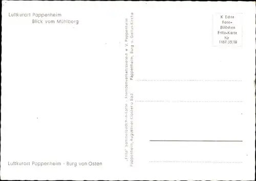 Ak Pappenheim im Altmühltal Mittelfranken, Gesamtansicht, Teilansicht, Blick vom Mühlberg