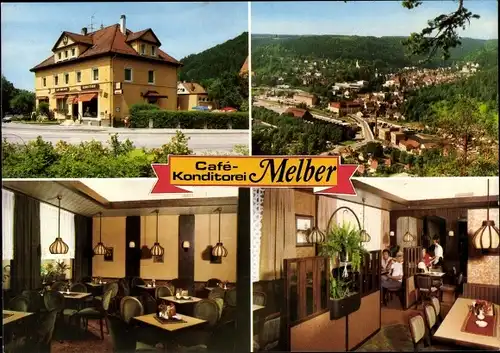 Ak Oberndorf am Neckar, Cafe Konditorei Melber, Außenansicht, Panorama, Speisesaal