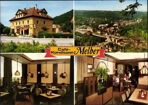 Ak Oberndorf am Neckar, Cafe Konditorei Melber, Außenansicht, Panorama, Speisesaal