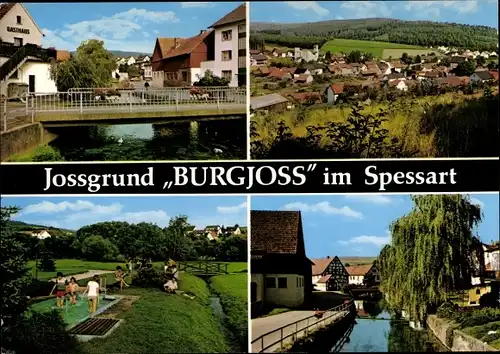 Ak Burgjoss Jossgrund in Hessen, Ortsansicht, Fluss