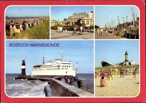 Ak Ostseebad Warnemünde Rostock, Strand, Kurhaus, Am alten Strom, An der Mole, Am Strand