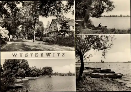 Ak Wusterwitz in Brandenburg, Boote, Straßenansicht
