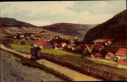 Ak Kammerberg Manebach Ilmenau in Thüringen, Ortsansicht