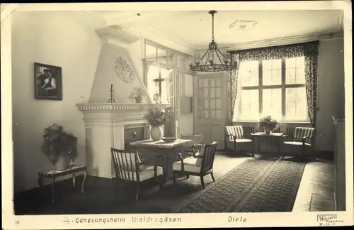 Ak Waldrogäsen Wüstenjerichow Möckern in Sachsen Anhalt, Genesungsheim, Diele