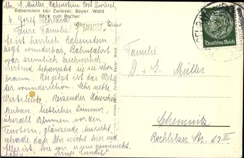 Ak Rabenstein Zwiesel, Blick zum Rachel, Ortsansicht, Panorama