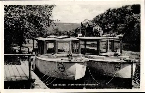 Ak Bad Kösen Naumburg an der Saale, Motorbootabfahrtstelle