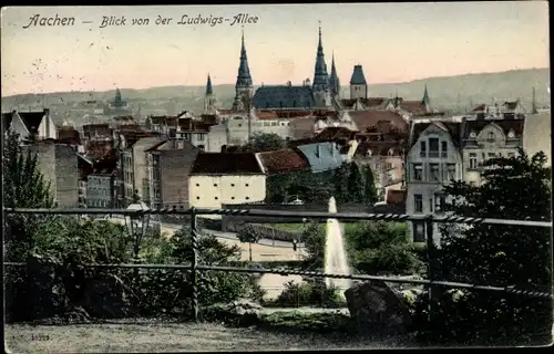 Ak Aachen in Nordrhein Westfalen, Blick von der Ludwigsallee, Teilansicht