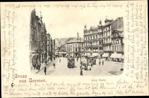 Ak Barmen Wuppertal, Alter Markt, Straßenbahn, Straßenszene