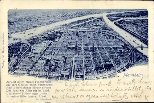 Ak Mannheim in Baden, Gesamtansicht, Luftbild