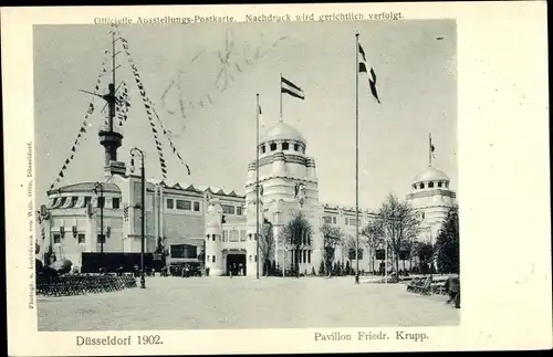 Ak Düsseldorf am Rhein, Pavillon Friedrich Krupp, Ausstellung 1902
