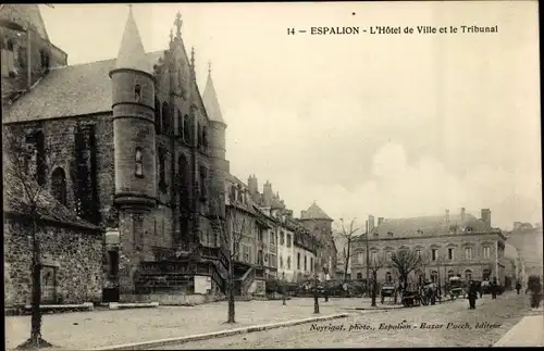 Ak Espalion Aveyron, L'Hotel de Ville et le Tribunal