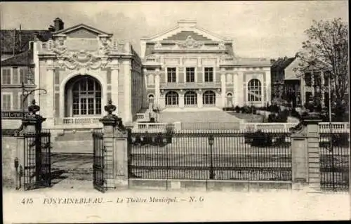 Ak Fontainebleau Seine et Marne, Le Theatre Municipal