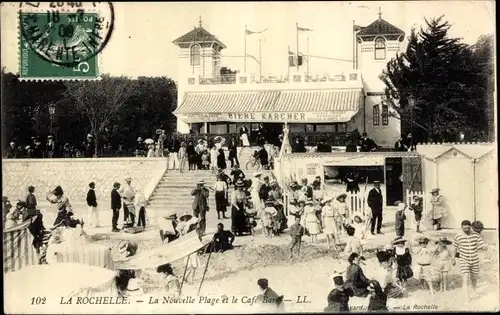 Ak La Rochelle Charente Maritime, Plage et le Café Bar