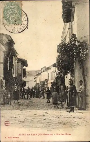 Ak Buzet sur Tarn Haute Garonne, Rue des Fleurs