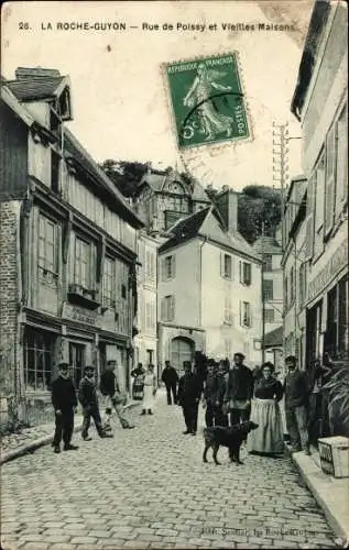 Ak La Roche Guyon Val d’Oise, Rue de Poissy, Vieilles Maisons