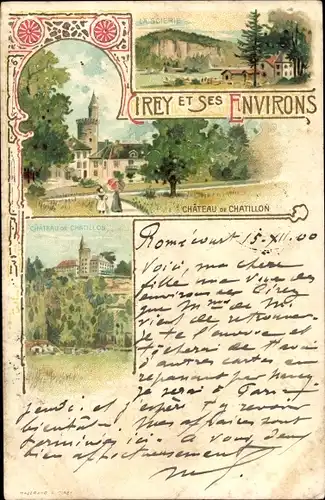 Litho Cirey sur Vezouze Meurthe et Moselle, Chateau de Chatillon