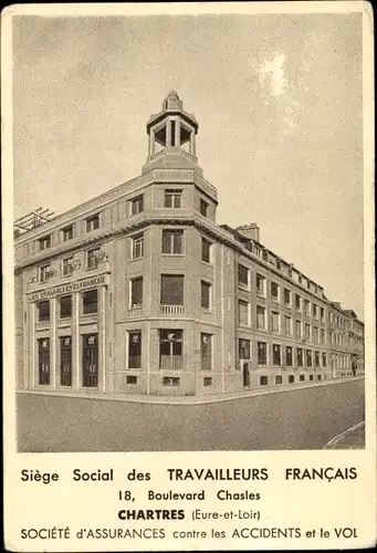 Ak Chartres Eure et Loir, Siege Social des Travailleurs Francais, 18, Boulevard Chasles