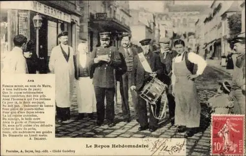 Ak Pontoise Val d'Oise, Le Repos Hebdomadaire, Avis, Beamter, Trommler