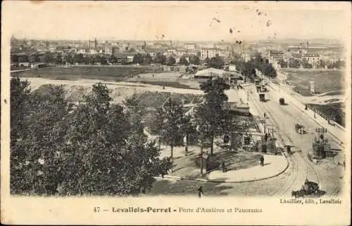 Ak Levallois Perret Hauts de Seine, Porte d'Asnieres et Panorama