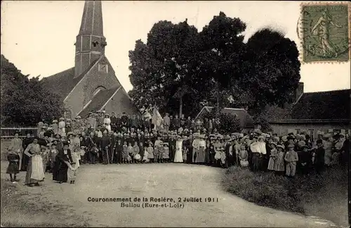 Ak Bullou Eure et Loir, Couronnement de la Rosiere 1911