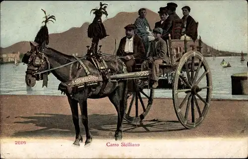 Ak Carro Siciliano, Sizilianisches Pferdefuhrwerk