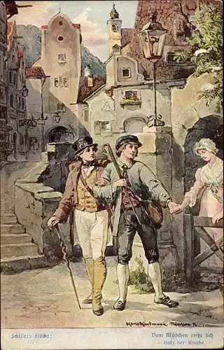 Künstler Ak Kaufmann, Hans, Schillers Glocke II, Vom Mädchen reißt sich stolz der Knabe