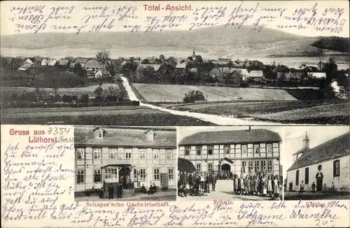 Ak Lüthorst Dassel in Niedersachsen, Schnaper'sche Gastwirtschaft, Schule, Kirche, Totalansicht